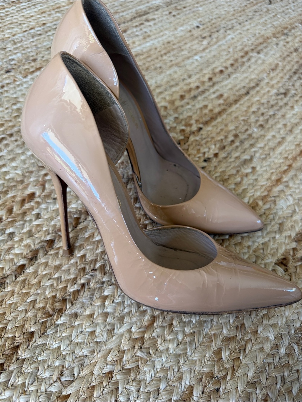 Kurt Geiger Nude Patent Pointed Toe Stiletto Pumps